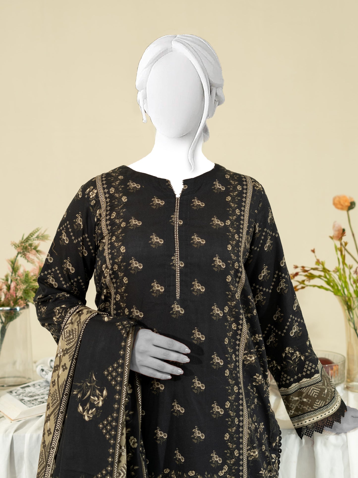 Printed Metallic Khaddar