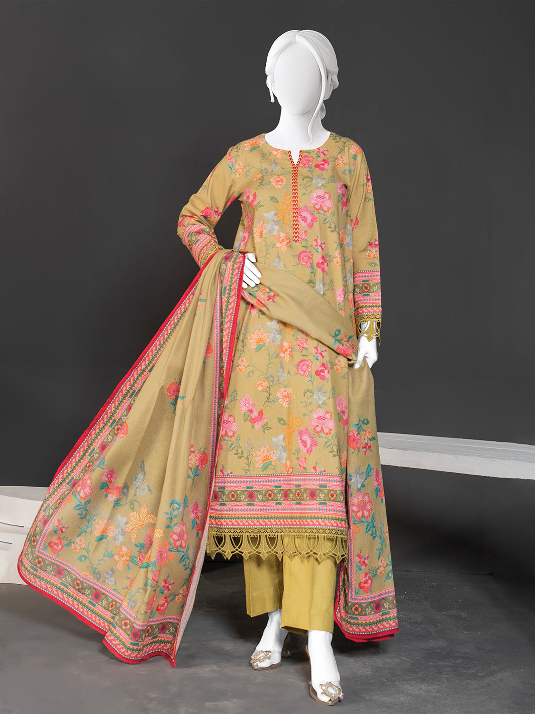 Printed Metallic Khaddar