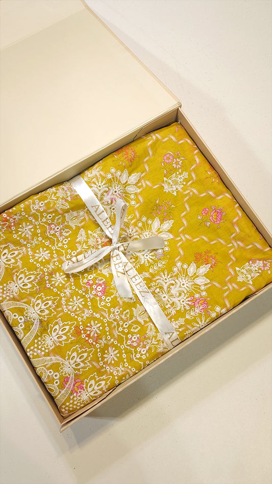 3PC - Unstitched Embroidered & Printed