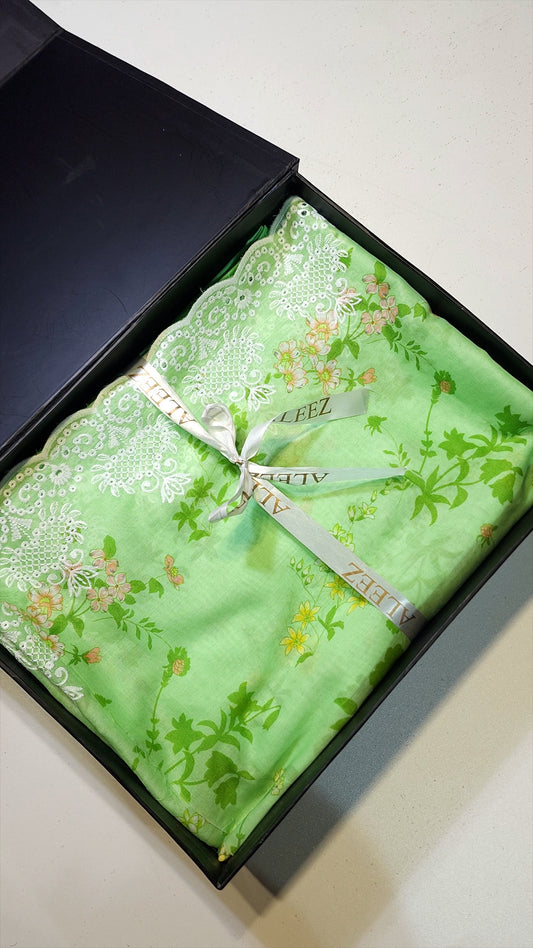 3PC - Unstitched Embroidered & Printed