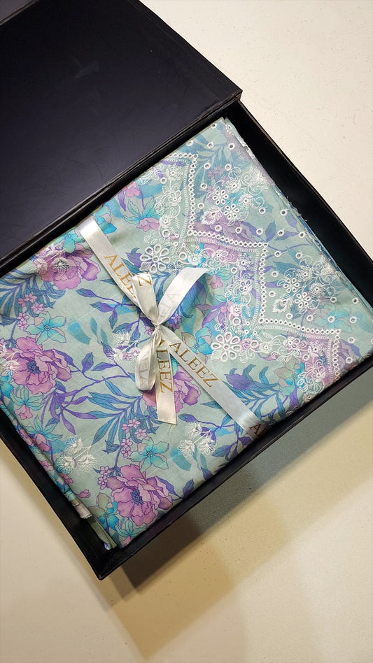 3PC - Unstitched Embroidered & Printed