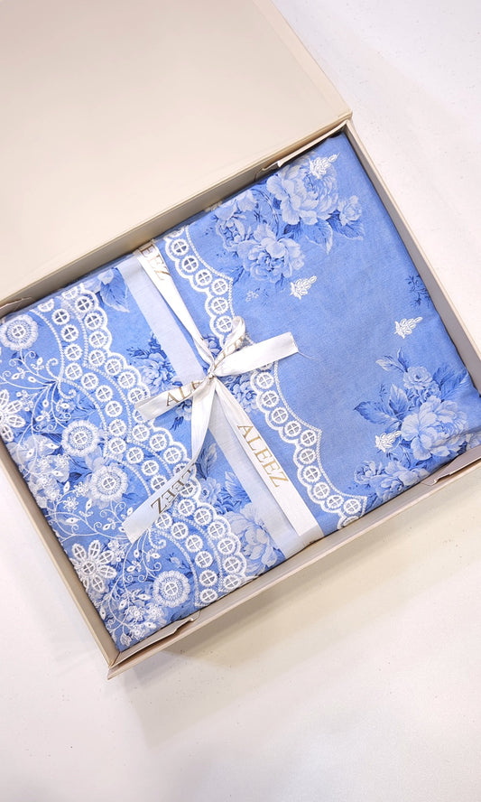 3PC - Unstitched Embroidered & Printed