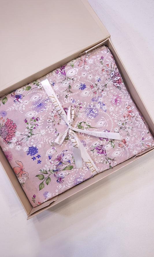 3PC - Unstitched Embroidered & Printed