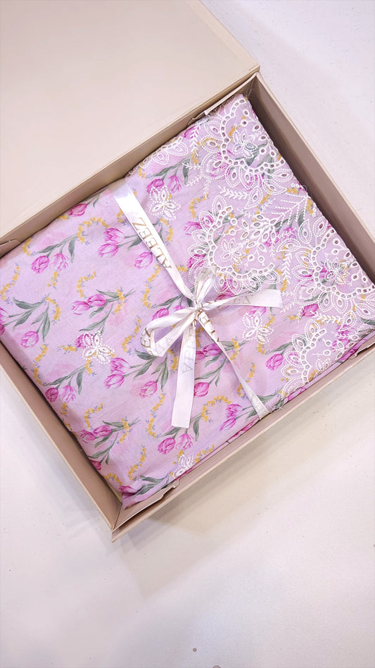 3PC - Unstitched Embroidered & Printed