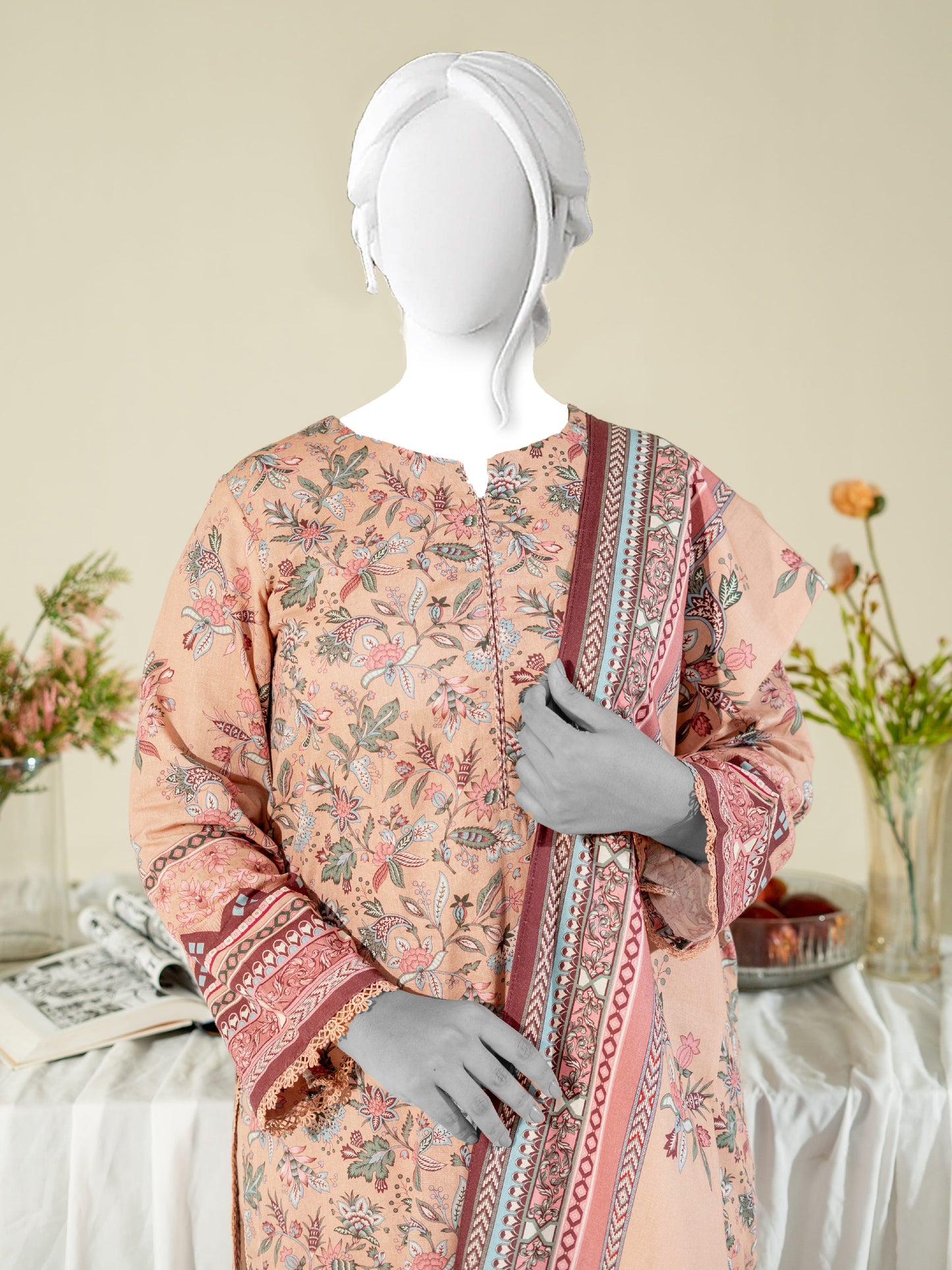 Printed Metallic Khaddar