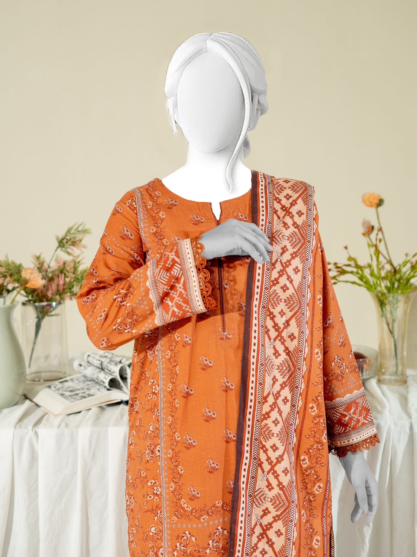 Printed Metallic Khaddar