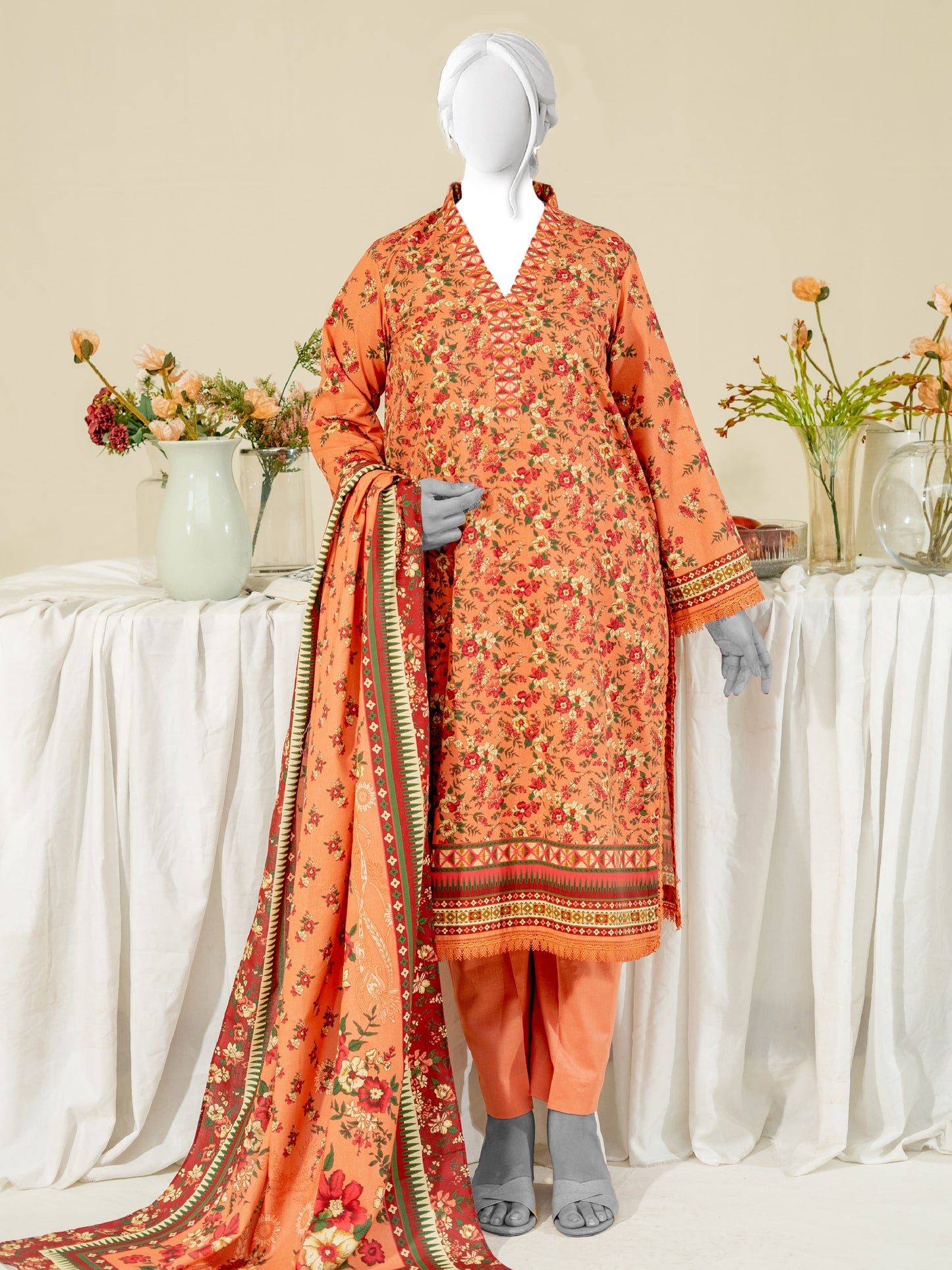 Printed Metallic Khaddar