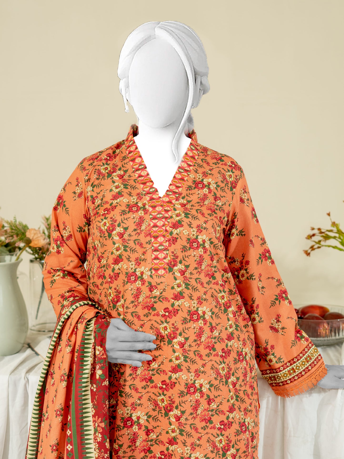 Printed Metallic Khaddar