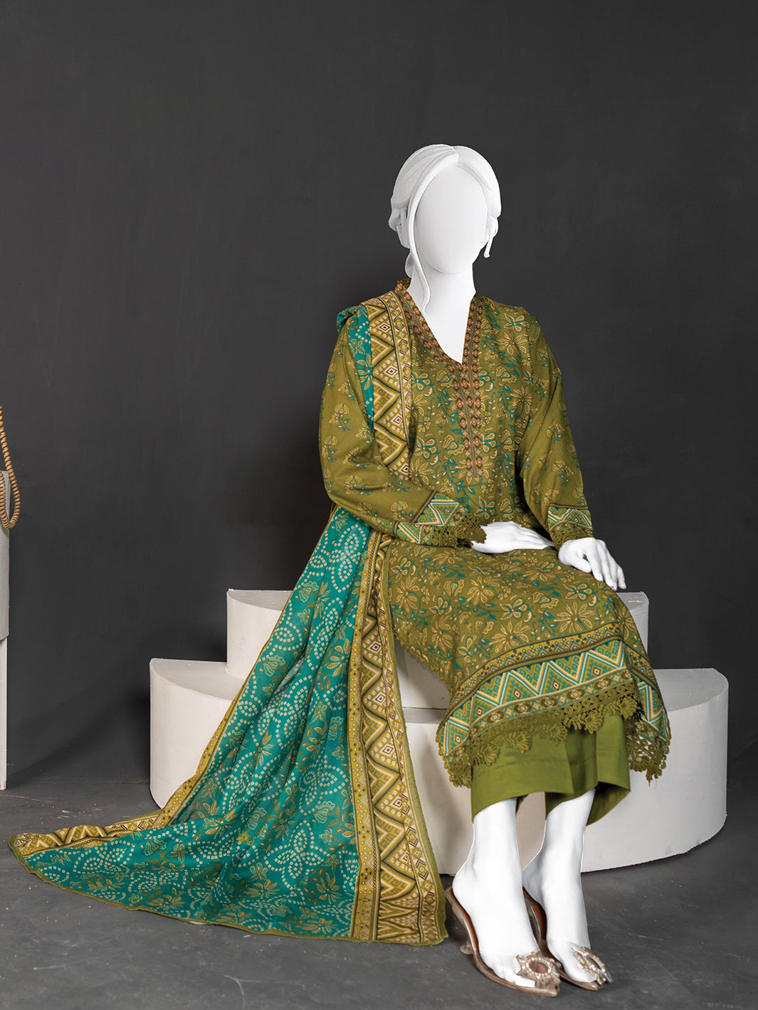 Printed Metallic Khaddar