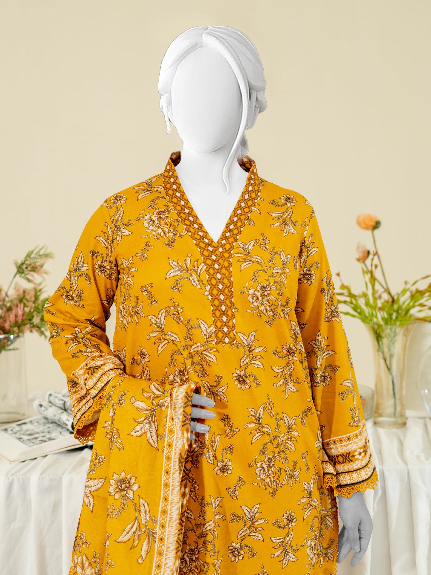 Printed Metallic Khaddar