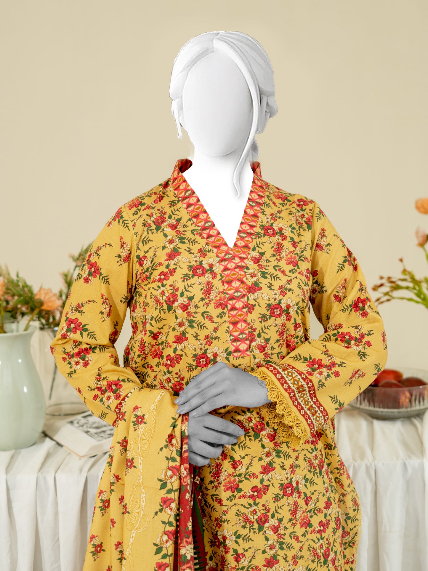 Printed Metallic Khaddar