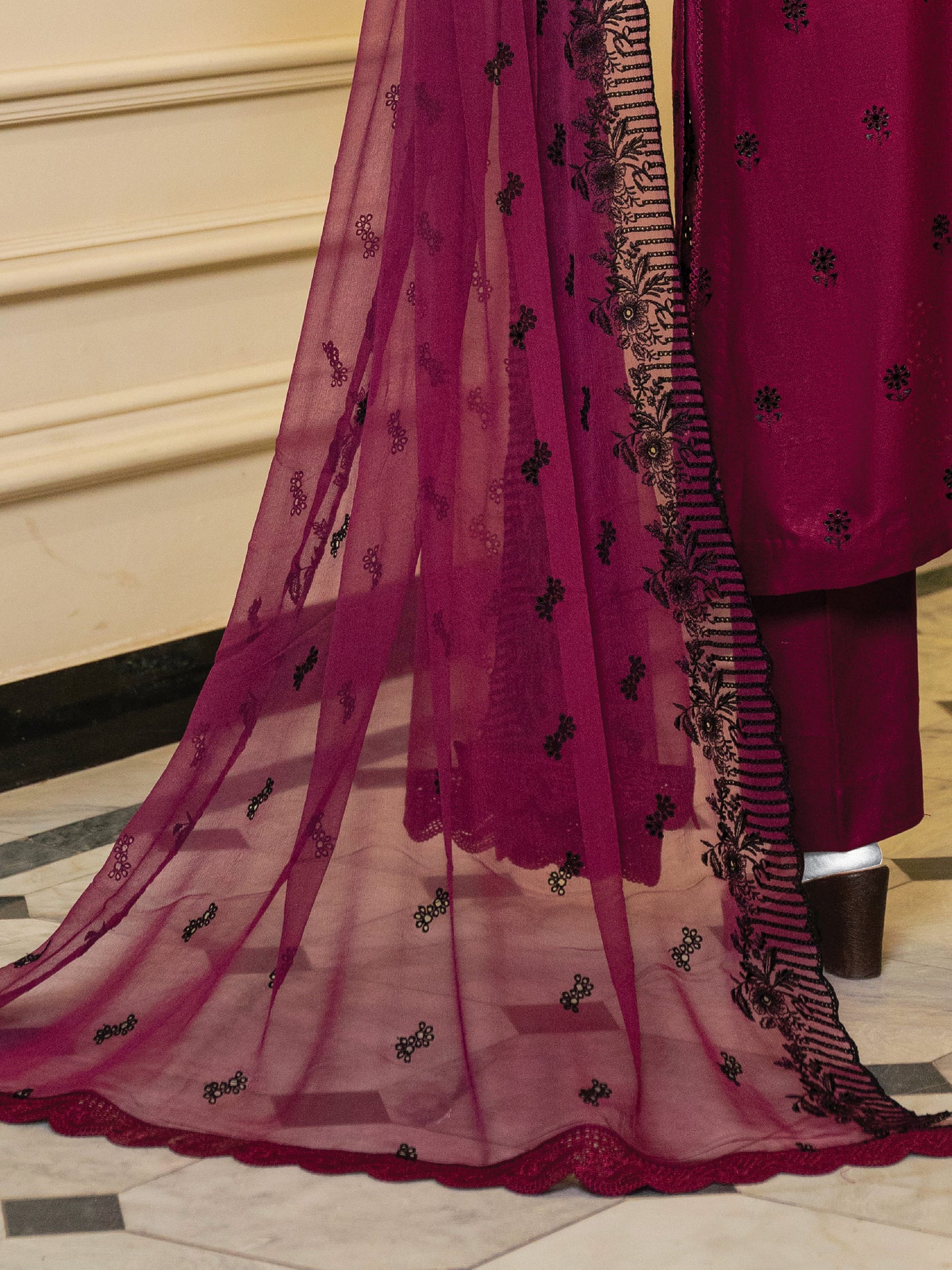 Schiffli Embroidered Khaddar