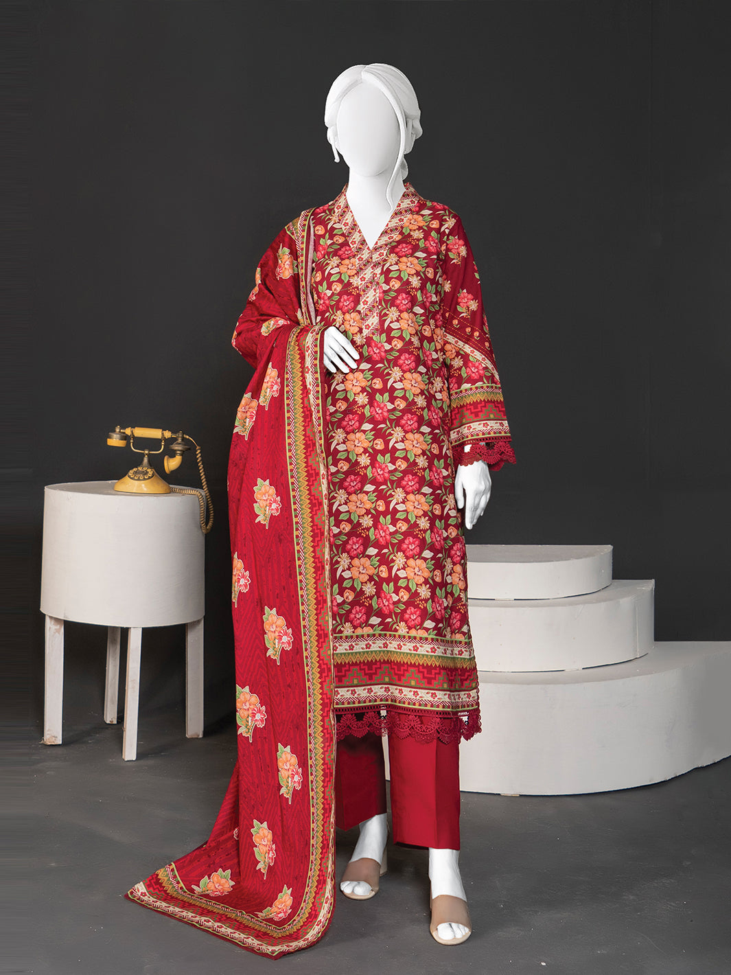 Printed Metallic Khaddar