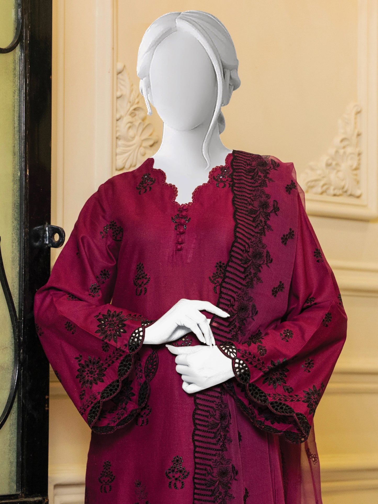 Schiffli Embroidered Khaddar