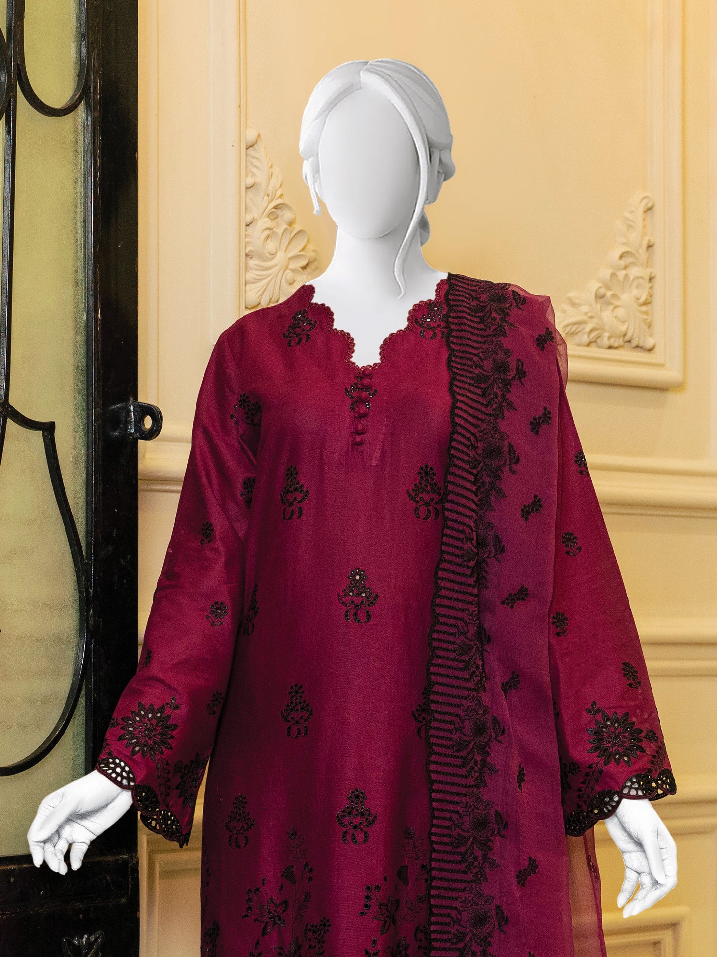 Schiffli Embroidered Khaddar