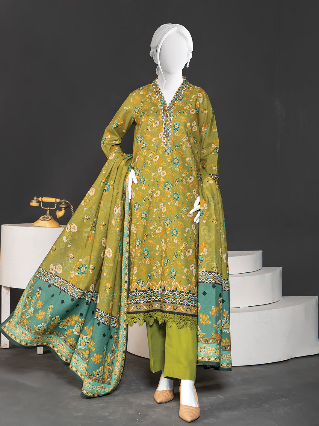 Printed Metallic Khaddar