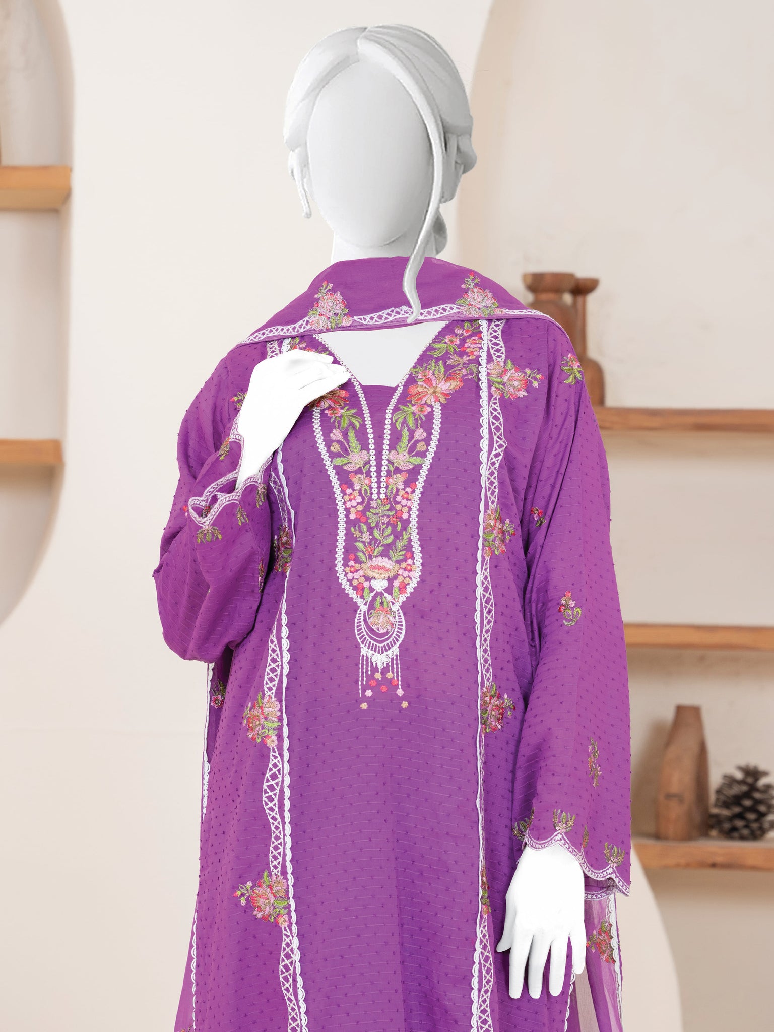 Embroidered Lawn Stitched 3-Pc