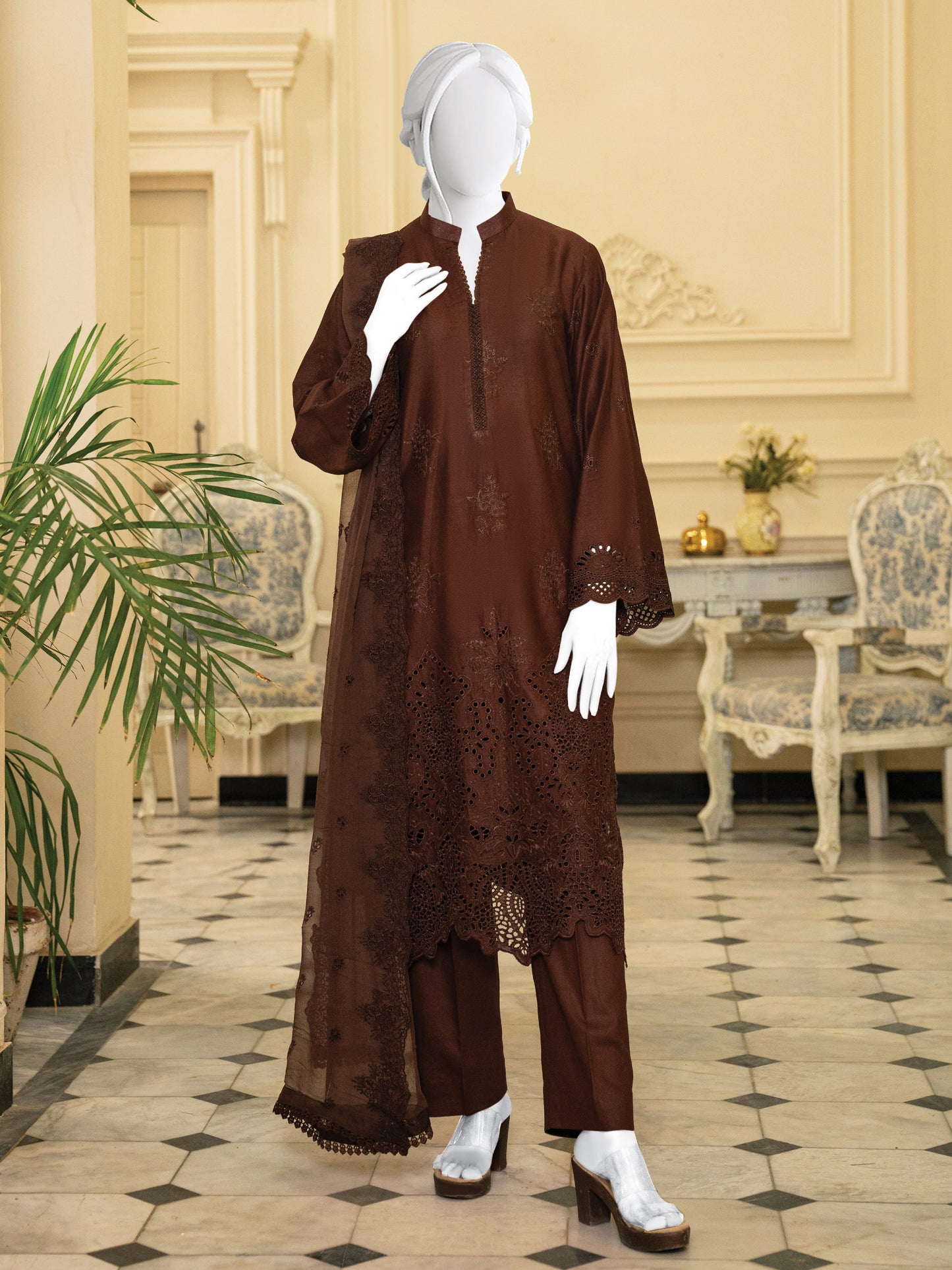 Schiffli Embroidered Khaddar