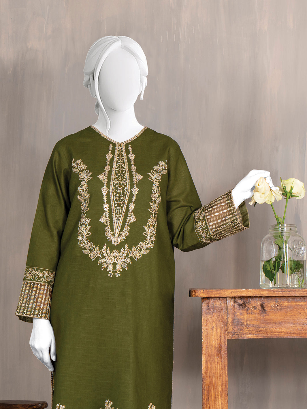 Embroidered Slub Khaddar