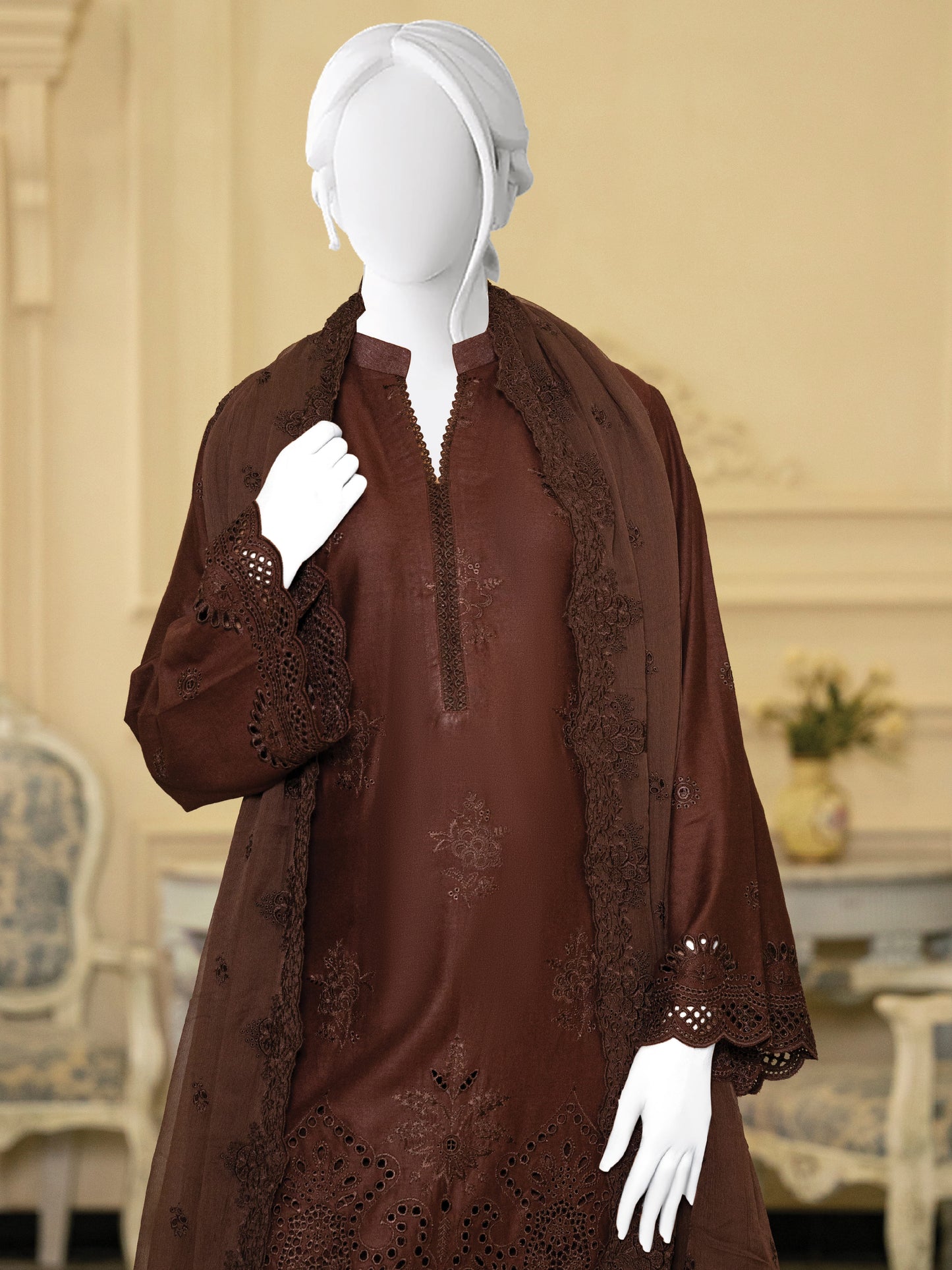 Schiffli Embroidered Khaddar