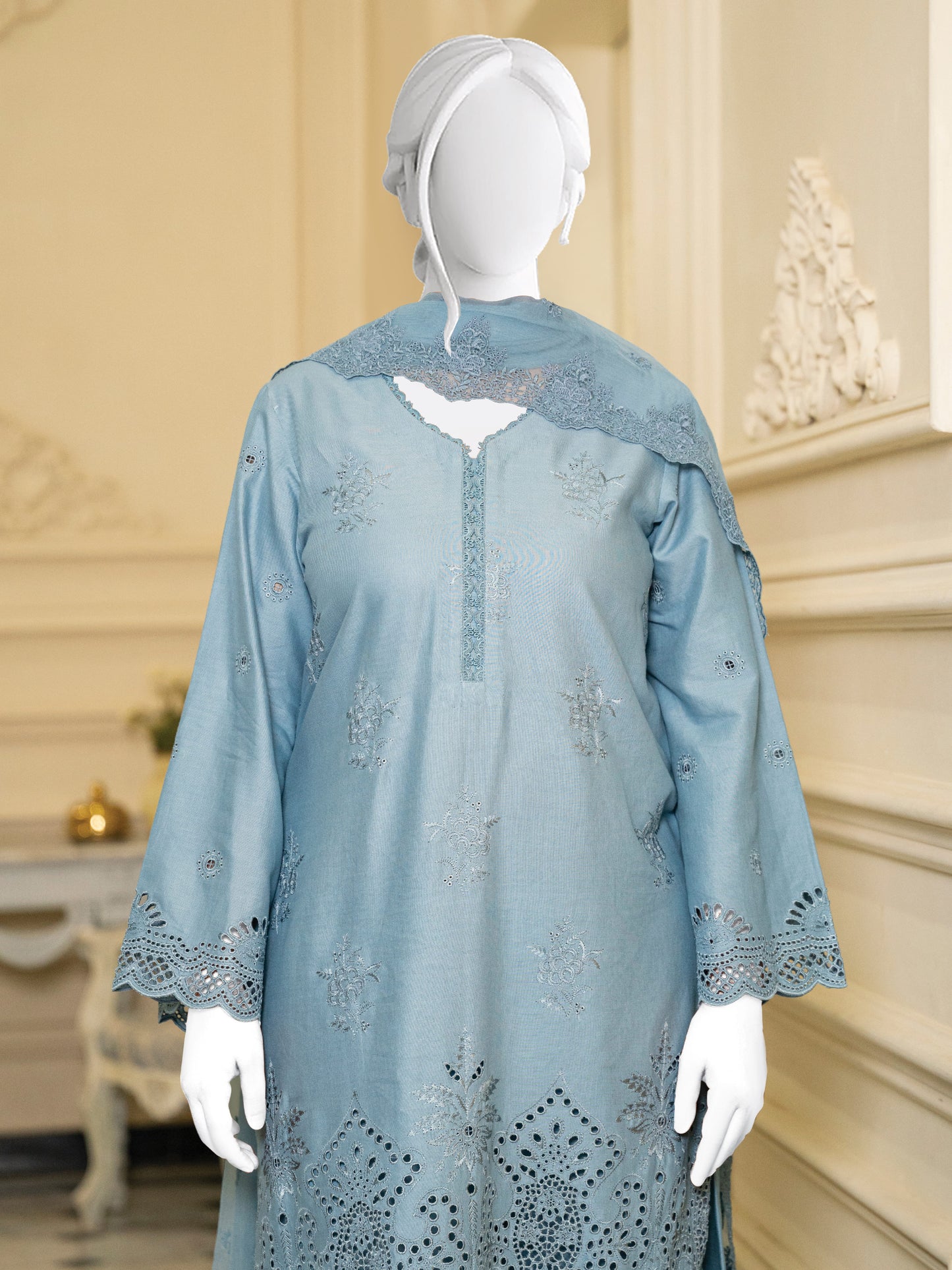 Schiffli Embroidered Khaddar