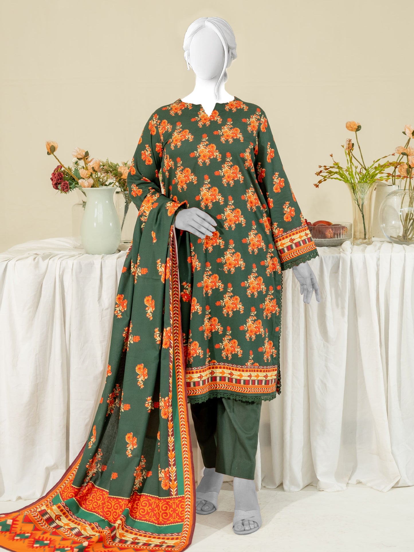 Printed Metallic Khaddar