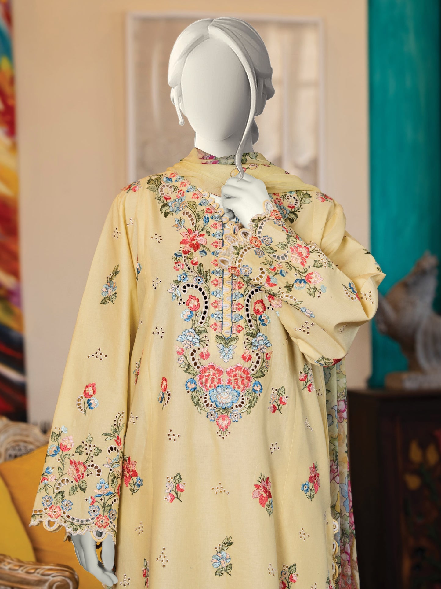 Embroidered Lawn Stitched 3-Pc