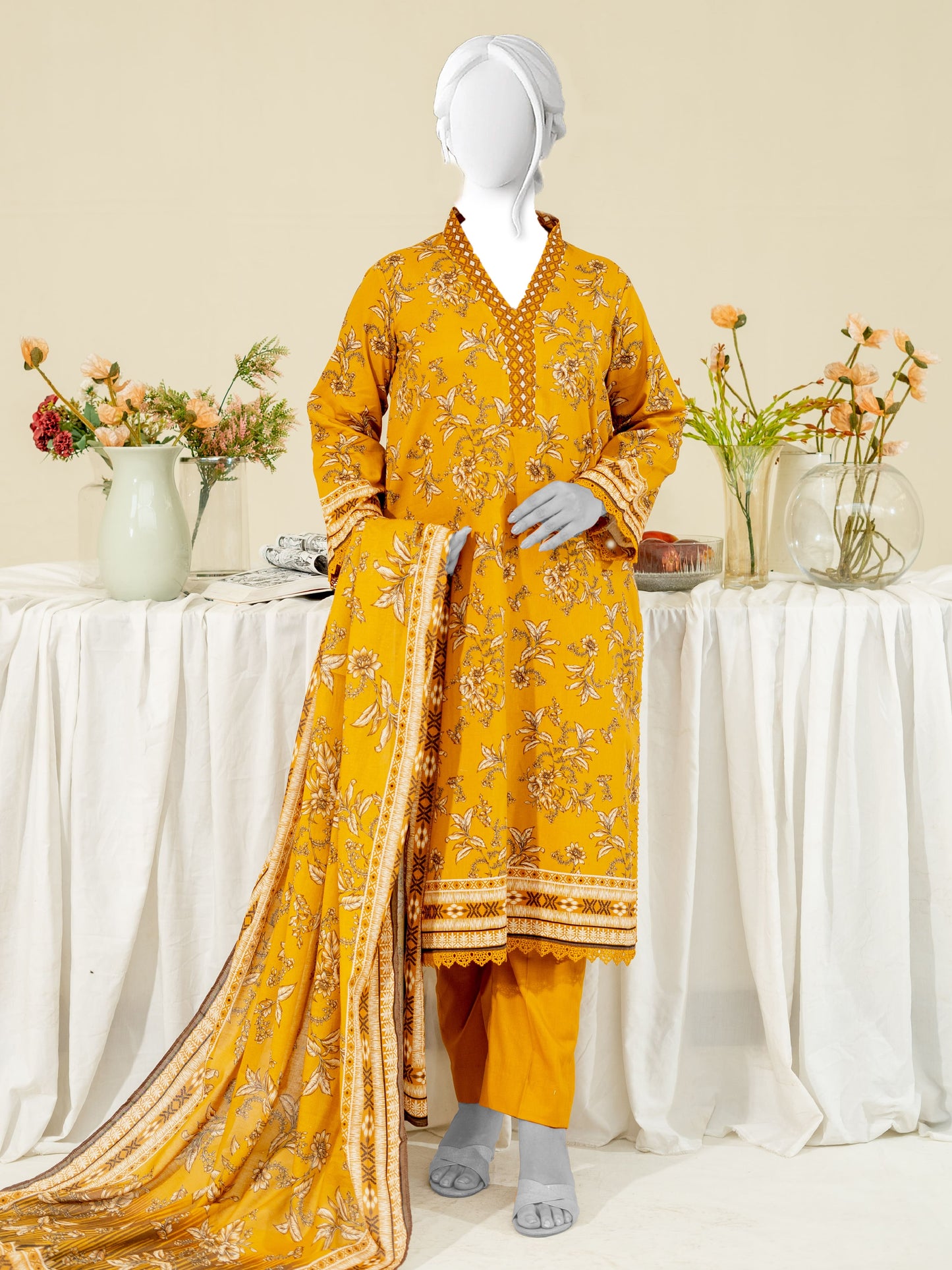 Printed Metallic Khaddar