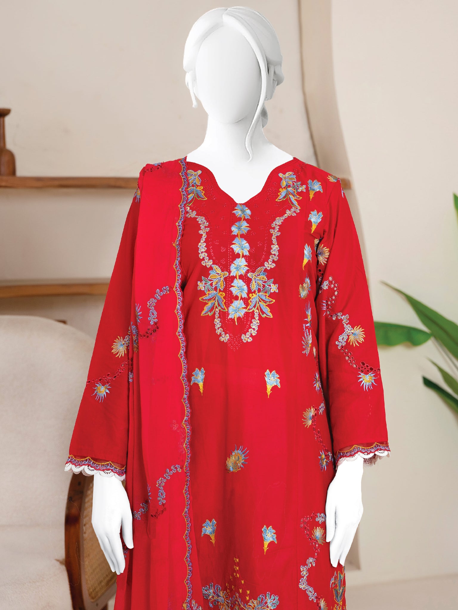 Embroidered Lawn Stitched 3-Pc