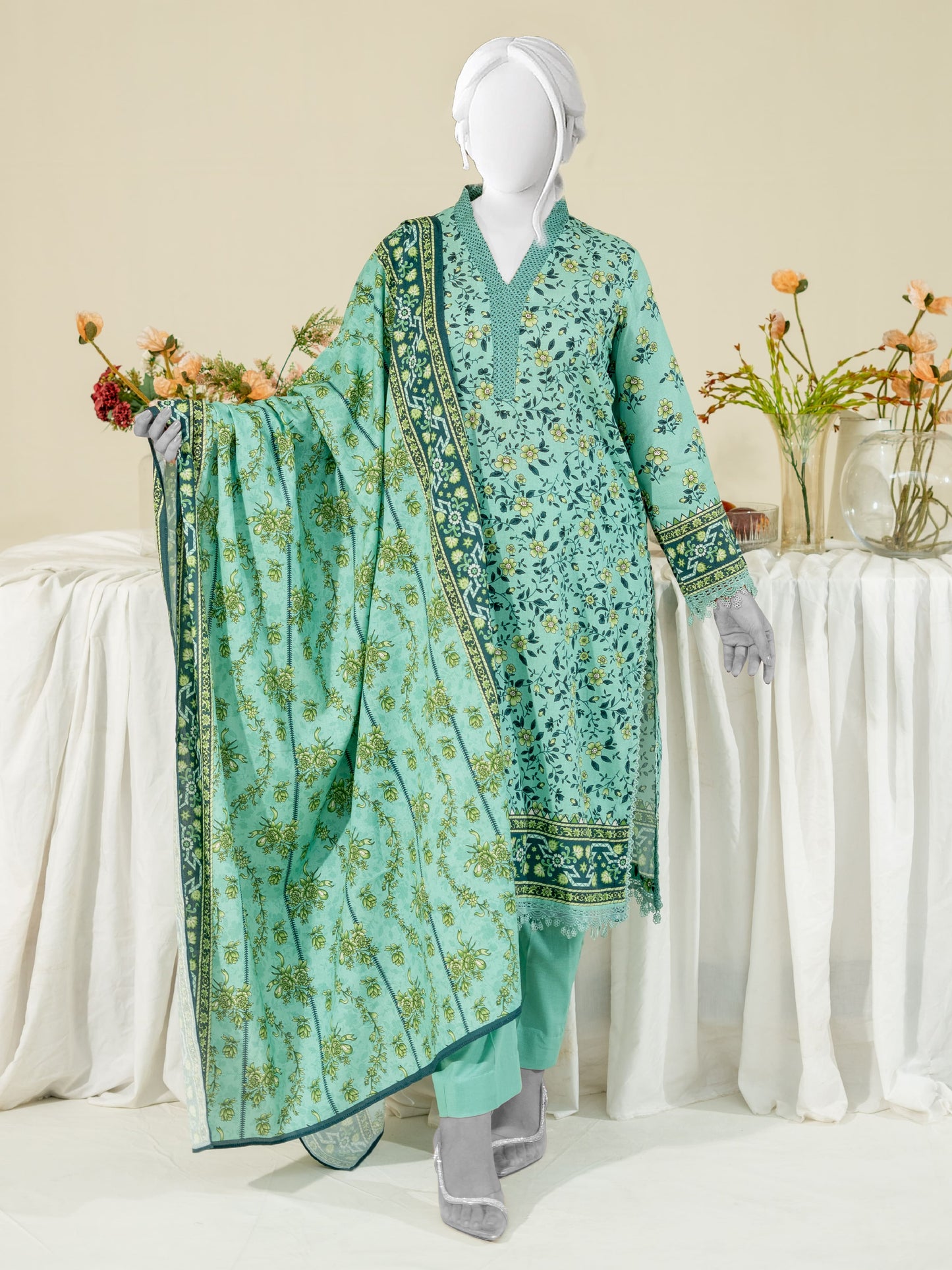 Printed Metallic Khaddar