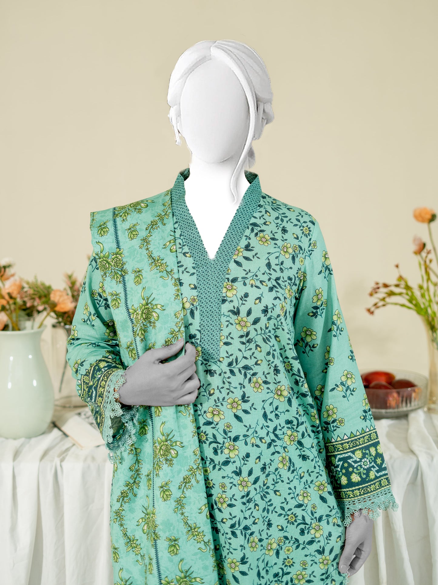 Printed Metallic Khaddar