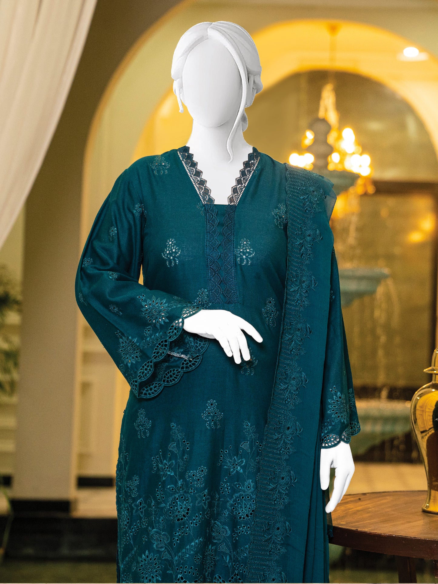 Schiffli Embroidered Khaddar