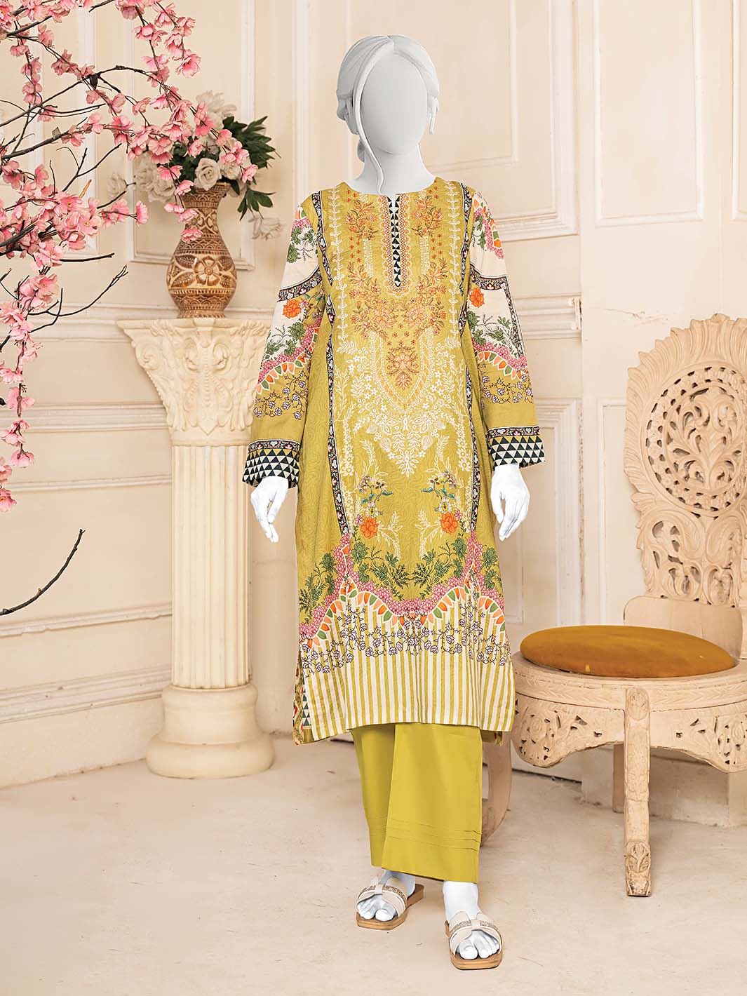 EMB/Printed Lawn 2PC Stitched