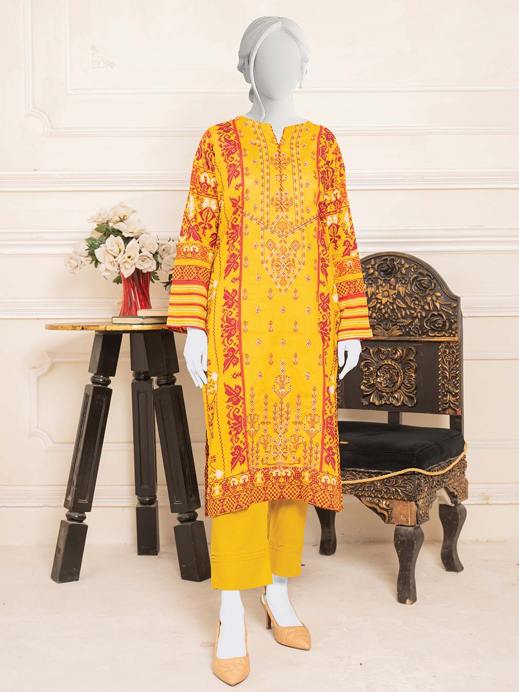 EMB/Printed Lawn 2PC Stitched