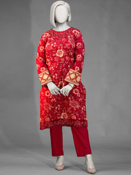 2-Piece Embroidered Khaddar Stitched