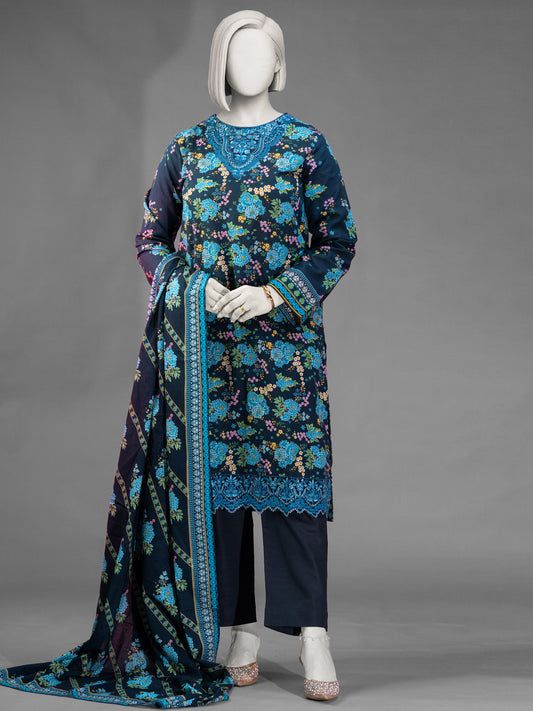 3-Piece Embroidered Khaddar Stitched