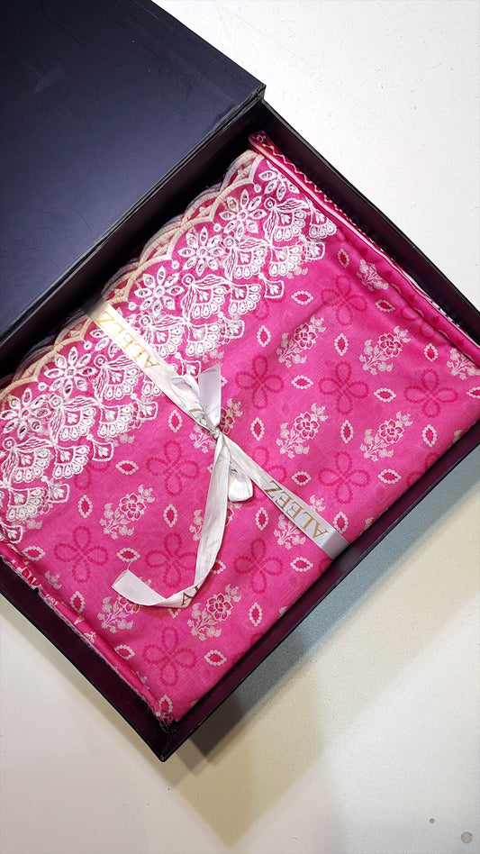 3PC - Unstitched Embroidered & Printed