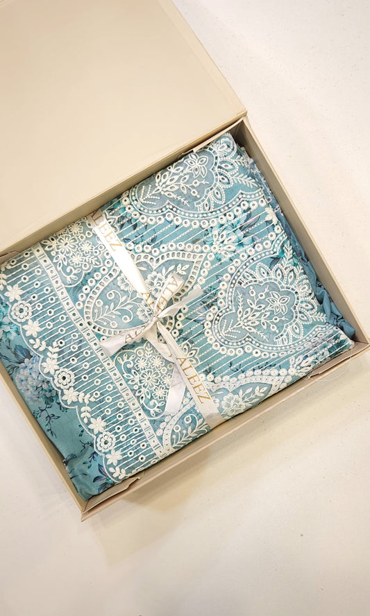 3PC Unstitched Appliqué Embroidered & Printed