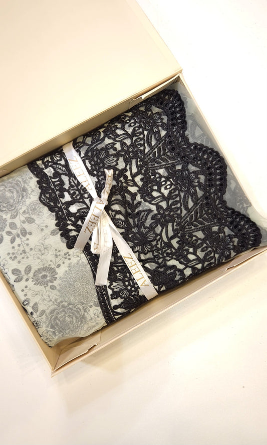 3PC Unstitched Appliqué Embroidered & Printed