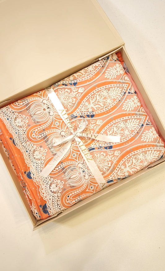 3PC Unstitched Appliqué Embroidered & Printed