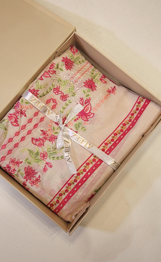 3PC | Unstitched Embroidered & Printed
