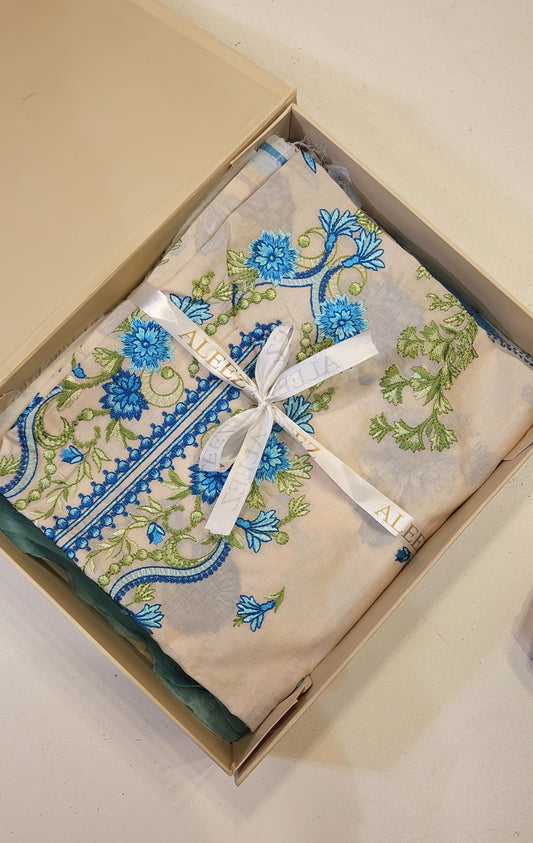 3PC | Unstitched Embroidered & Printed