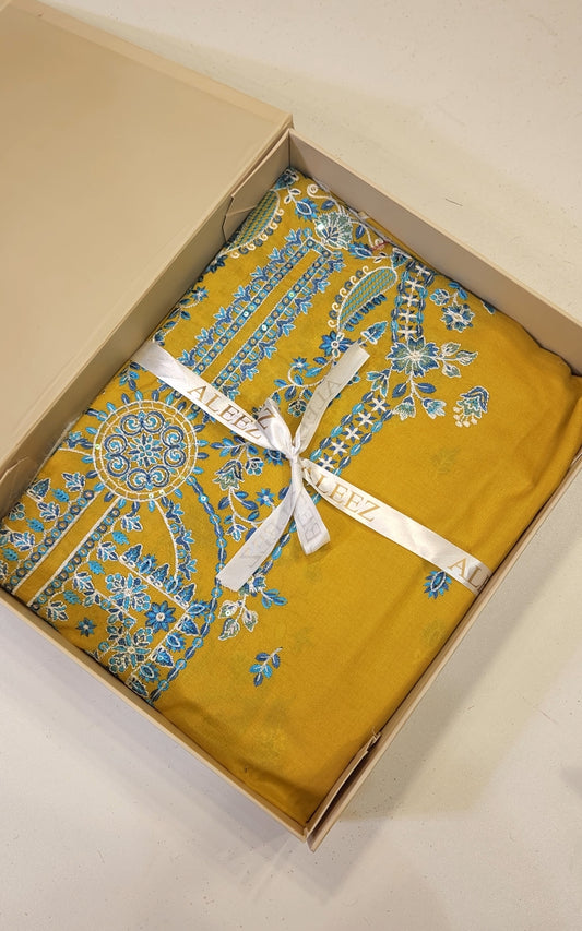 3PC | Unstitched Embroidered & Printed