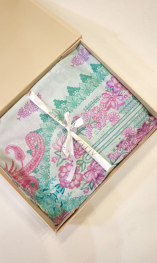 3PC | Unstitched Embroidered & Printed