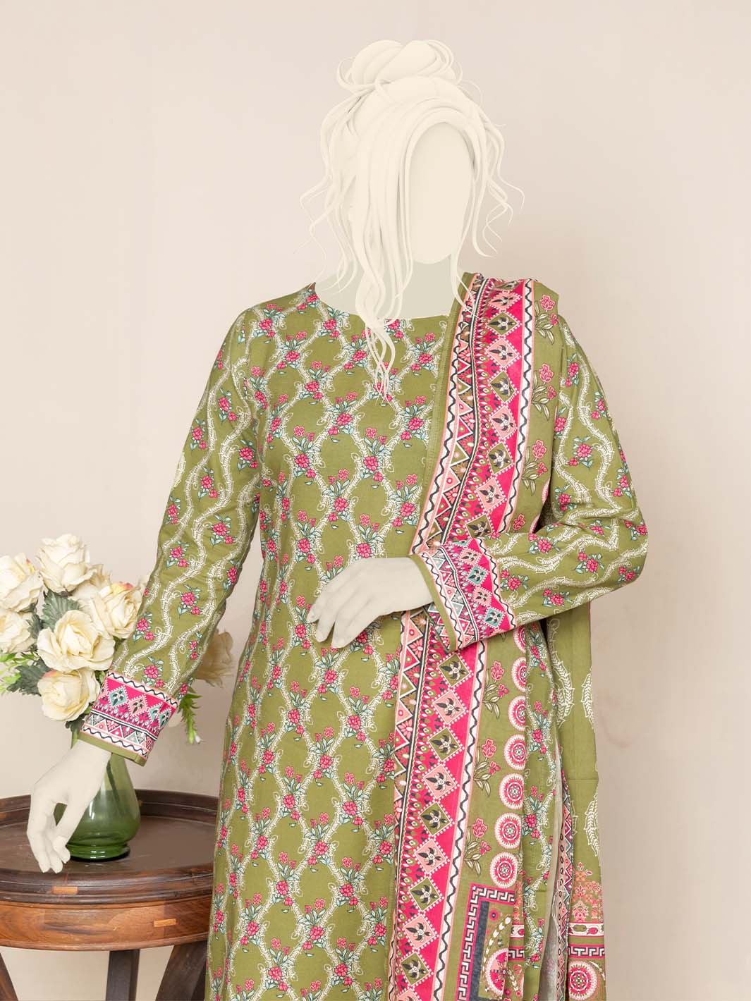 Printed Metallic Khaddar